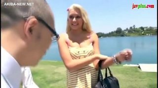 Hot blonde by 2 asian guys